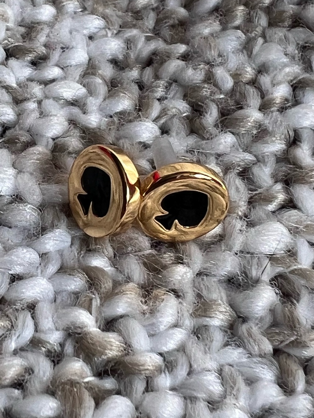 kate spade Gold-Tone Stud Earrings with Black Clover Motif